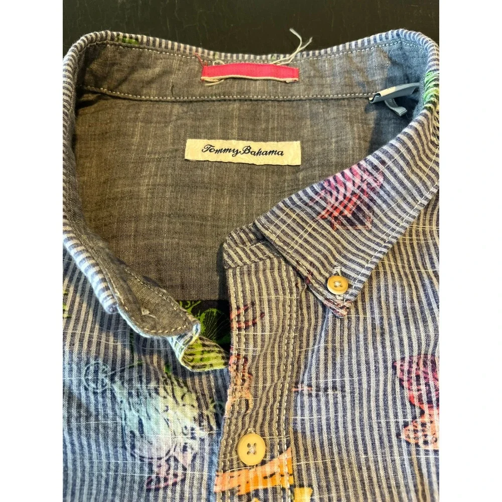 Tommy Bahama‎ Mens Short Sleeve Button Down Shirt Beach Print Casual